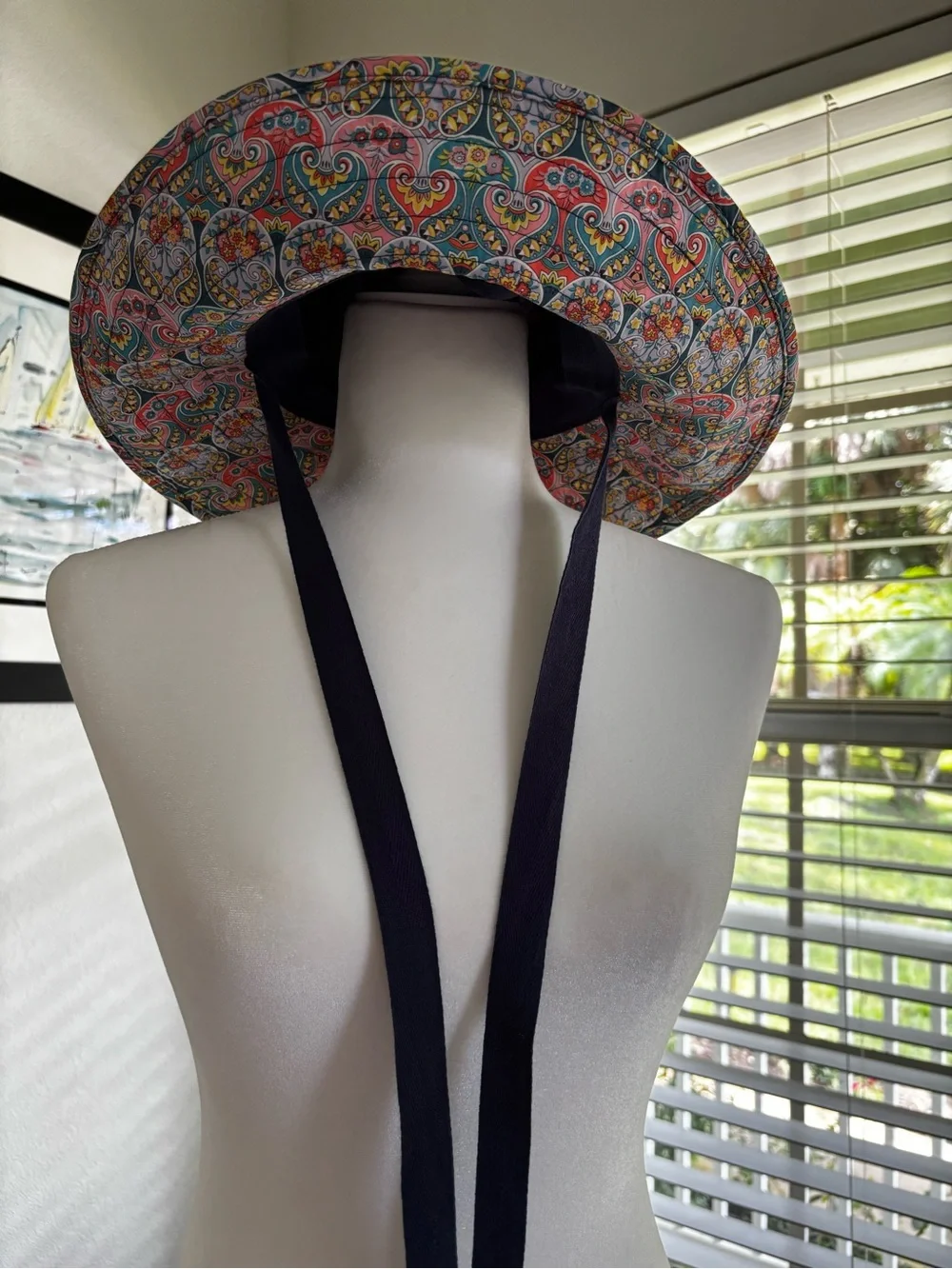 J. Crew Liberty Of London Multicolor Paisley Bucket Hat with Navy Chin Ties